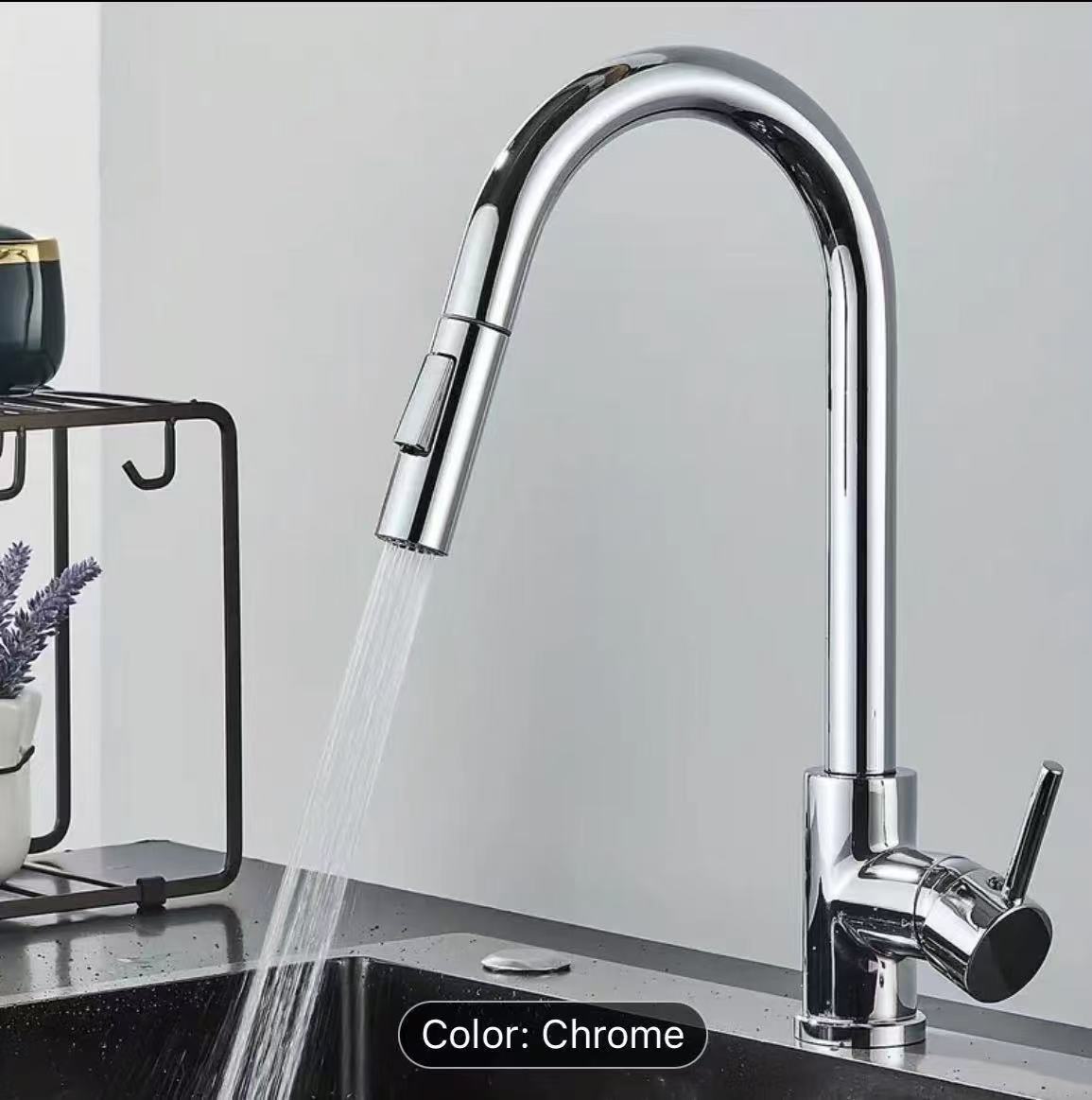 Commercial Kitchen Mixer Tap - Черно-серебристый кухонный смеситель, двухфункциональный, с одной