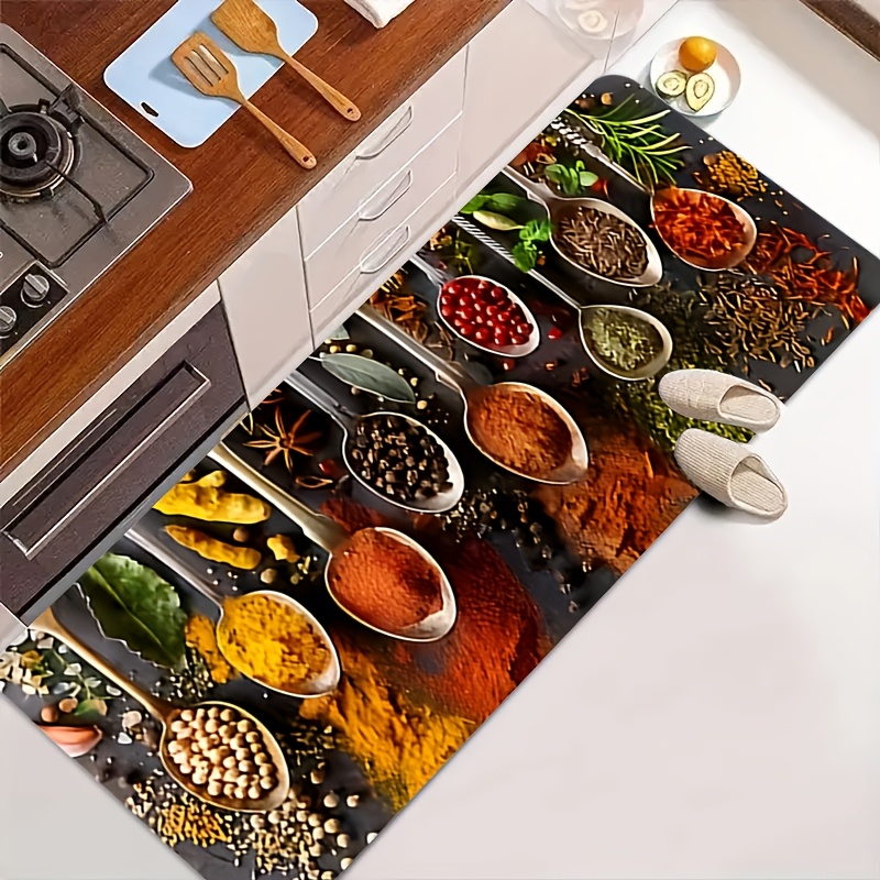 Commercial Kitchen Background - Красочный коврик с принтом ложек для
