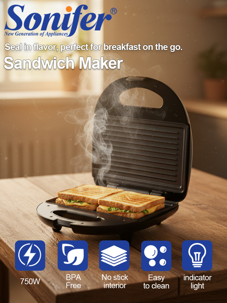 Sandwich Press Panini - Электрический гриль-сэндвичница Sonifer SF-6173 750 Вт