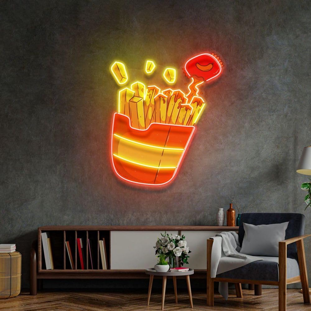 Commercial Kitchen Walls - Неоновая вывеска в виде картофеля фри