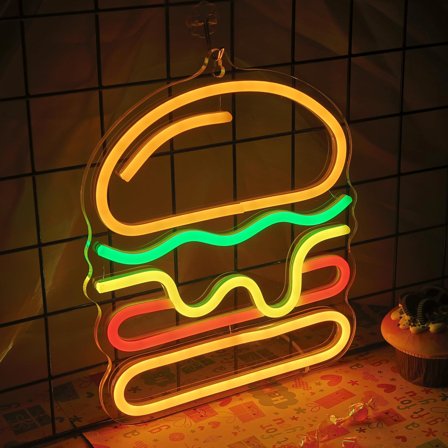 Неоновая вывеска Burger с мног – обзор и цена Commercial Kitchen Walls